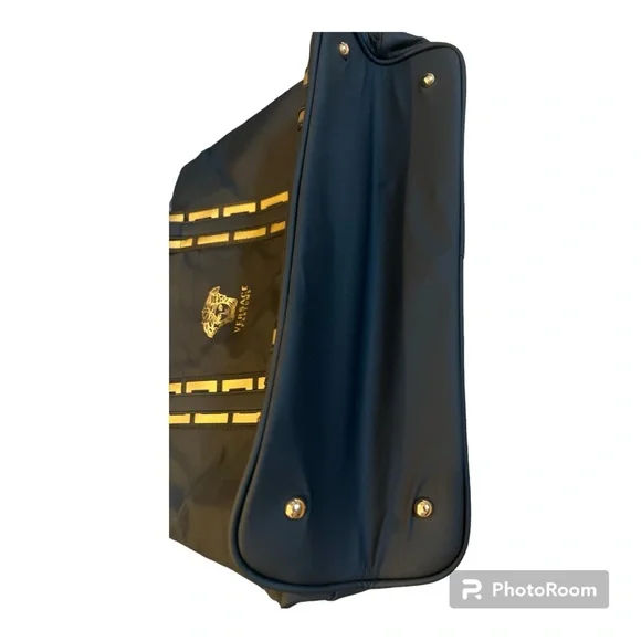 Versace Parfums Tote Medusa Logo Soft Vinyl Black and Gold NWT - Picture 6 of 8